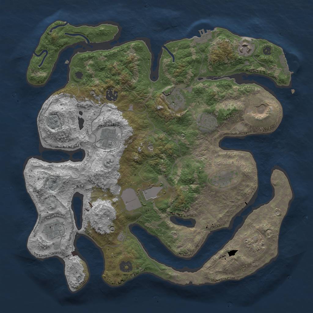 Rust Map: Procedural Map, Size: 3700, Seed: 127681390, 16 Monuments