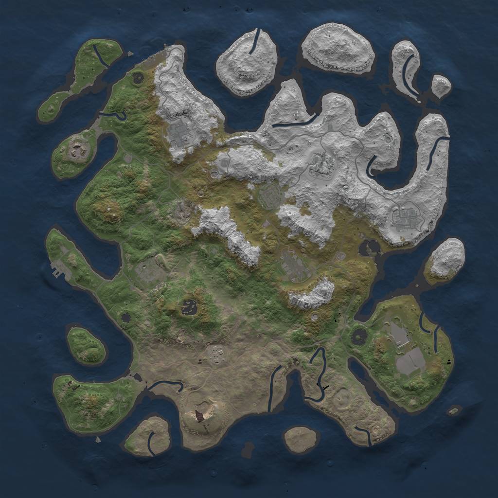 Rust Map: Procedural Map, Size: 4500, Seed: 1855000235, 16 Monuments