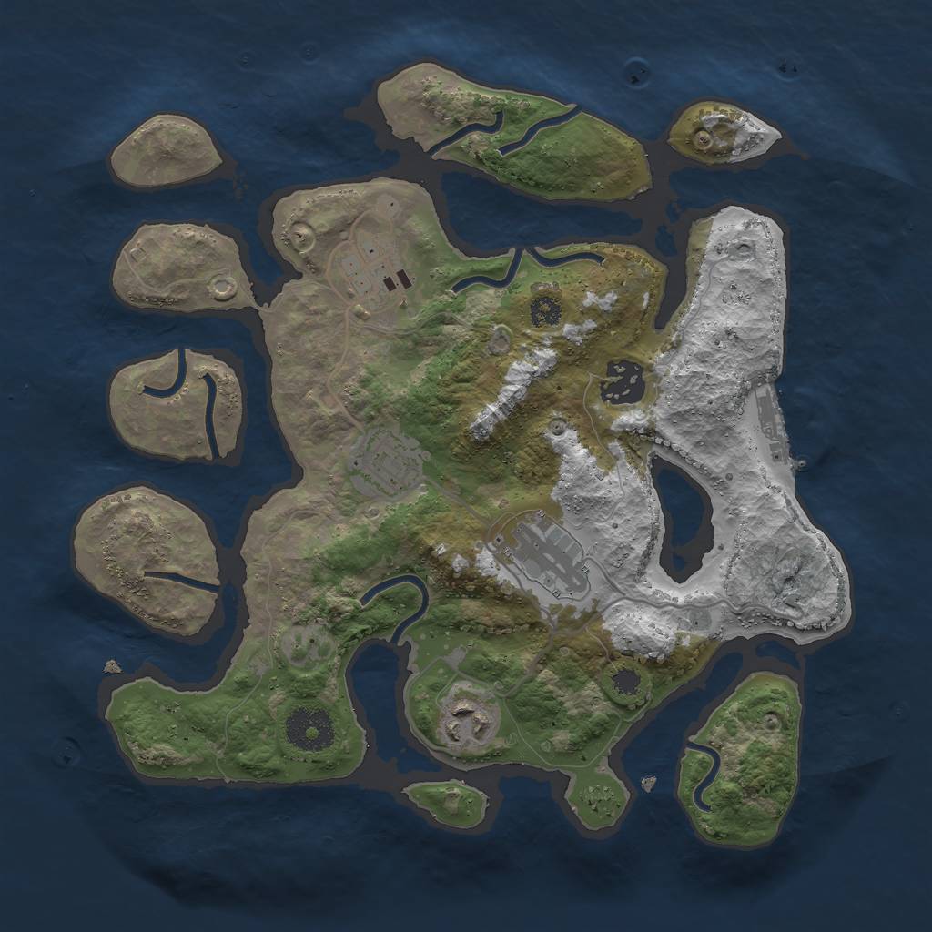 Rust Map: Procedural Map, Size: 3000, Seed: 10099, 8 Monuments
