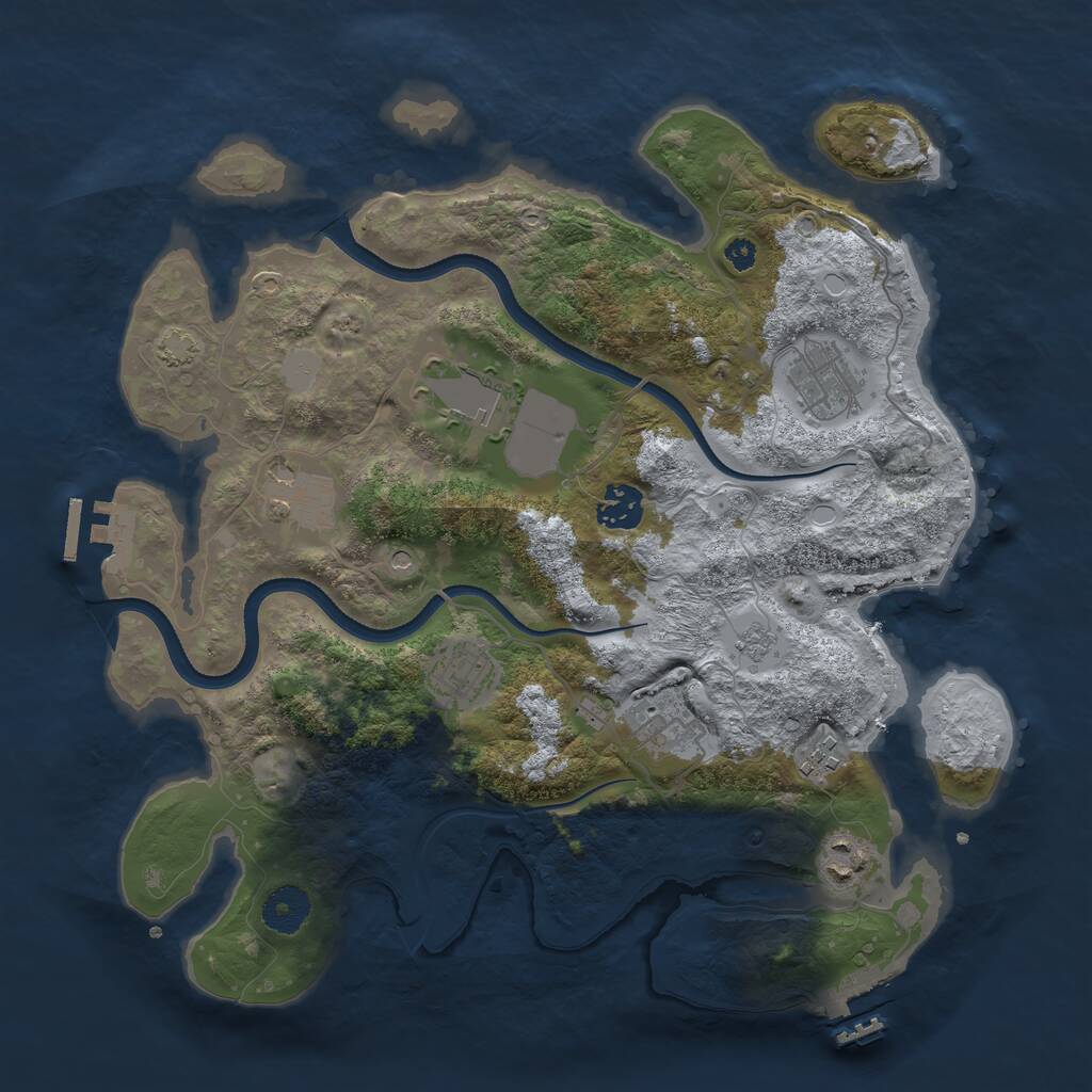 Rust Map: Procedural Map, Size: 3500, Seed: 7274, 14 Monuments