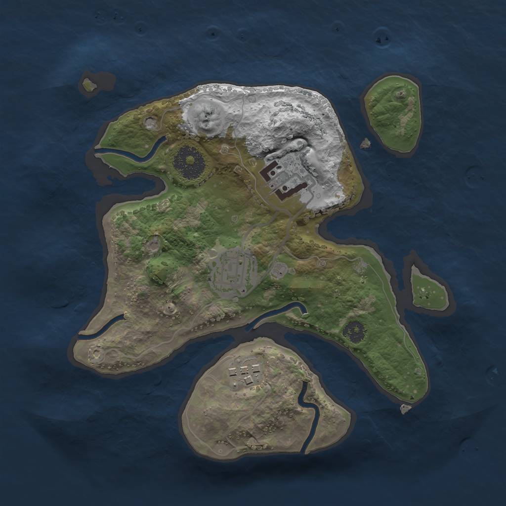 Rust Map: Procedural Map, Size: 2400, Seed: 1366258815, 5 Monuments