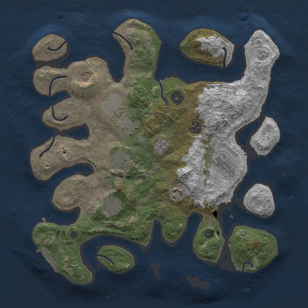 Rust Map: Procedural Map, Size: 3600, Seed: 435674, 12 Monuments