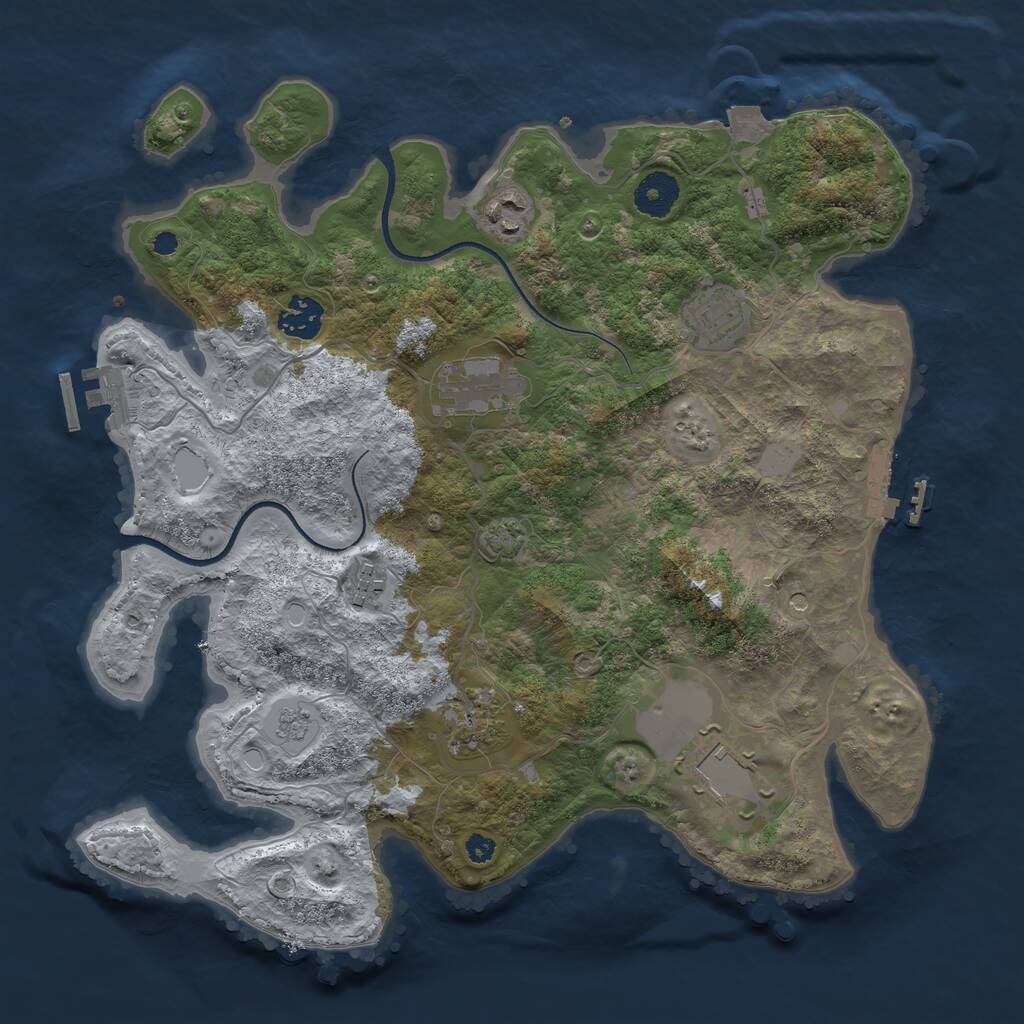 Rust Map: Procedural Map, Size: 3500, Seed: 745874, 13 Monuments
