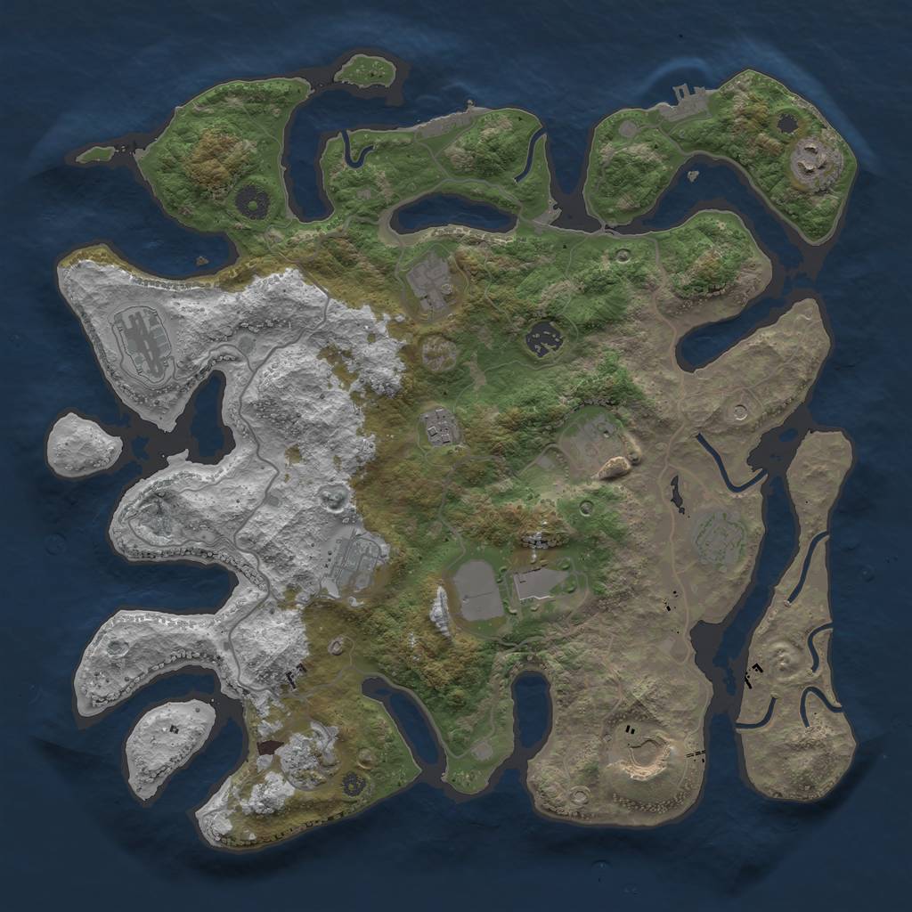 Rust Map: Procedural Map, Size: 4000, Seed: 1353155838, 16 Monuments