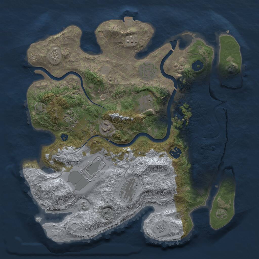 Rust Map: Procedural Map, Size: 3500, Seed: 659291, 12 Monuments