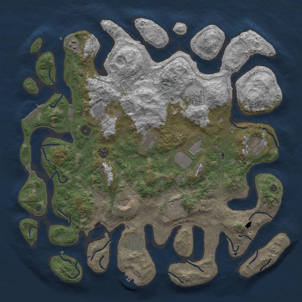 Rust Map: Procedural Map, Size: 4500, Seed: 106415, 16 Monuments