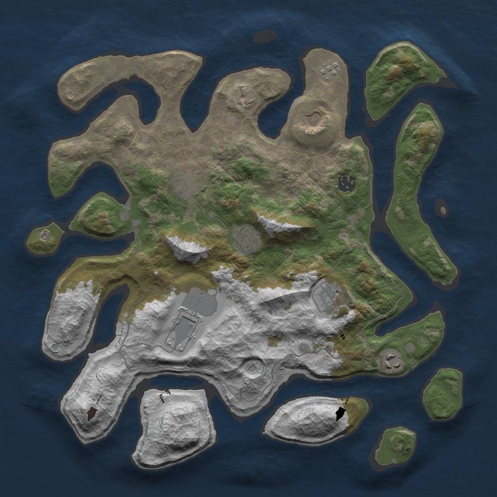 Rust Map: Barren, Size: 4000, Seed: 457343, 11 Monuments