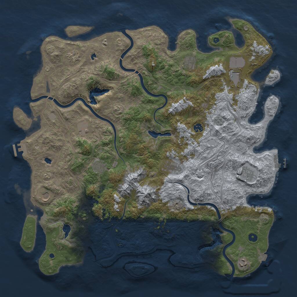 Rust Map: Procedural Map, Size: 5000, Seed: 667686722, 17 Monuments