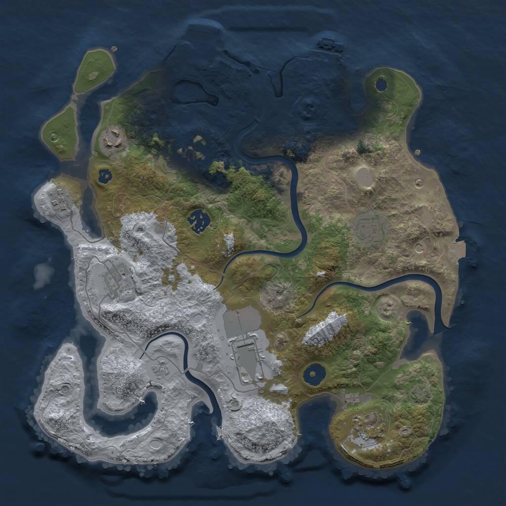 Rust Map: Procedural Map, Size: 3500, Seed: 45077423, 14 Monuments