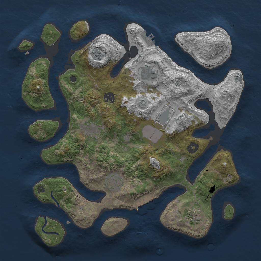 Rust Map: Procedural Map, Size: 3500, Seed: 472825, 12 Monuments