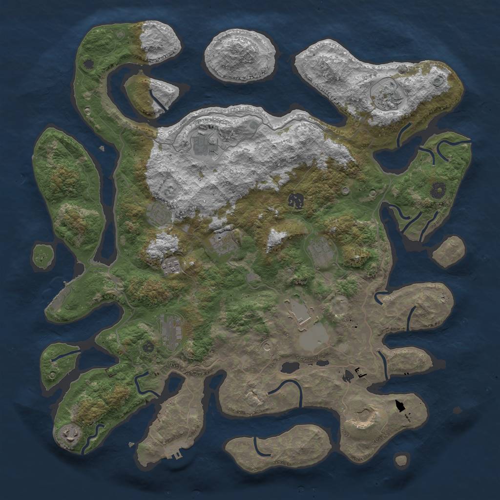 Rust Map: Procedural Map, Size: 4500, Seed: 1741245264, 16 Monuments
