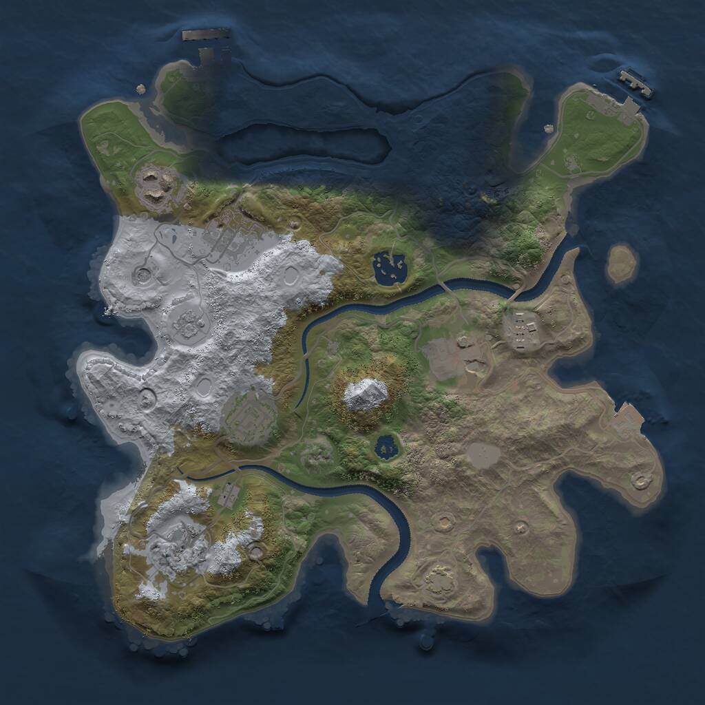 Rust Map: Procedural Map, Size: 3000, Seed: 164, 13 Monuments