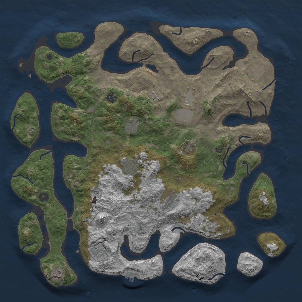 Rust Map: Procedural Map, Size: 4500, Seed: 378, 14 Monuments