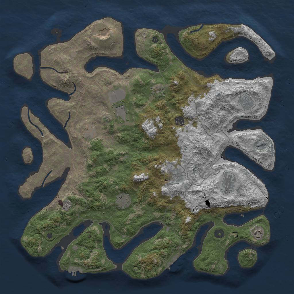 Rust Map: Procedural Map, Size: 4500, Seed: 2994348, 16 Monuments