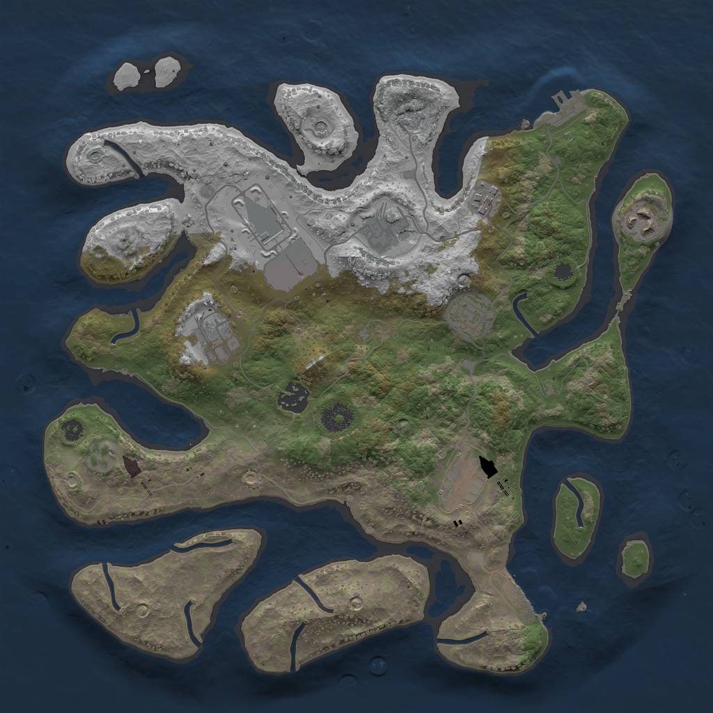 Rust Map: Procedural Map, Size: 3500, Seed: 30904, 13 Monuments