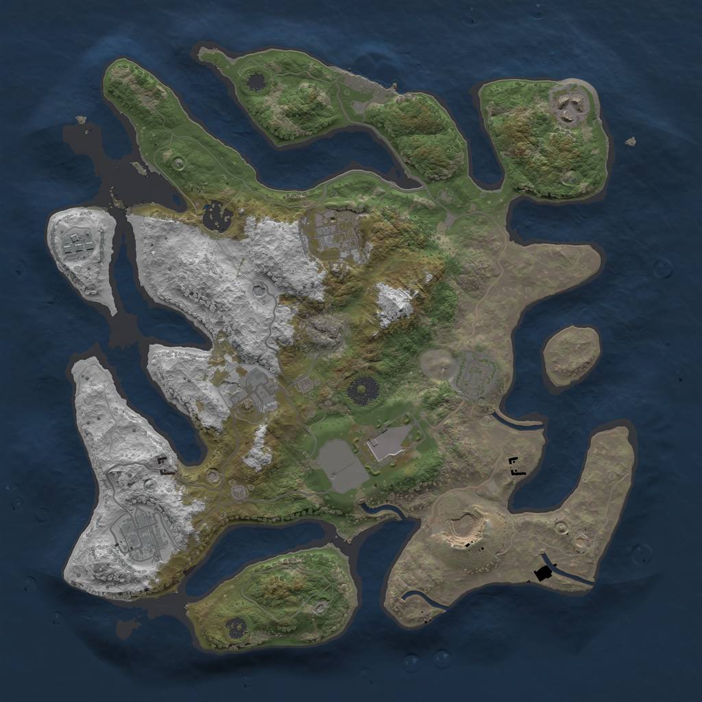Rust Map: Procedural Map, Size: 3500, Seed: 1561658, 13 Monuments