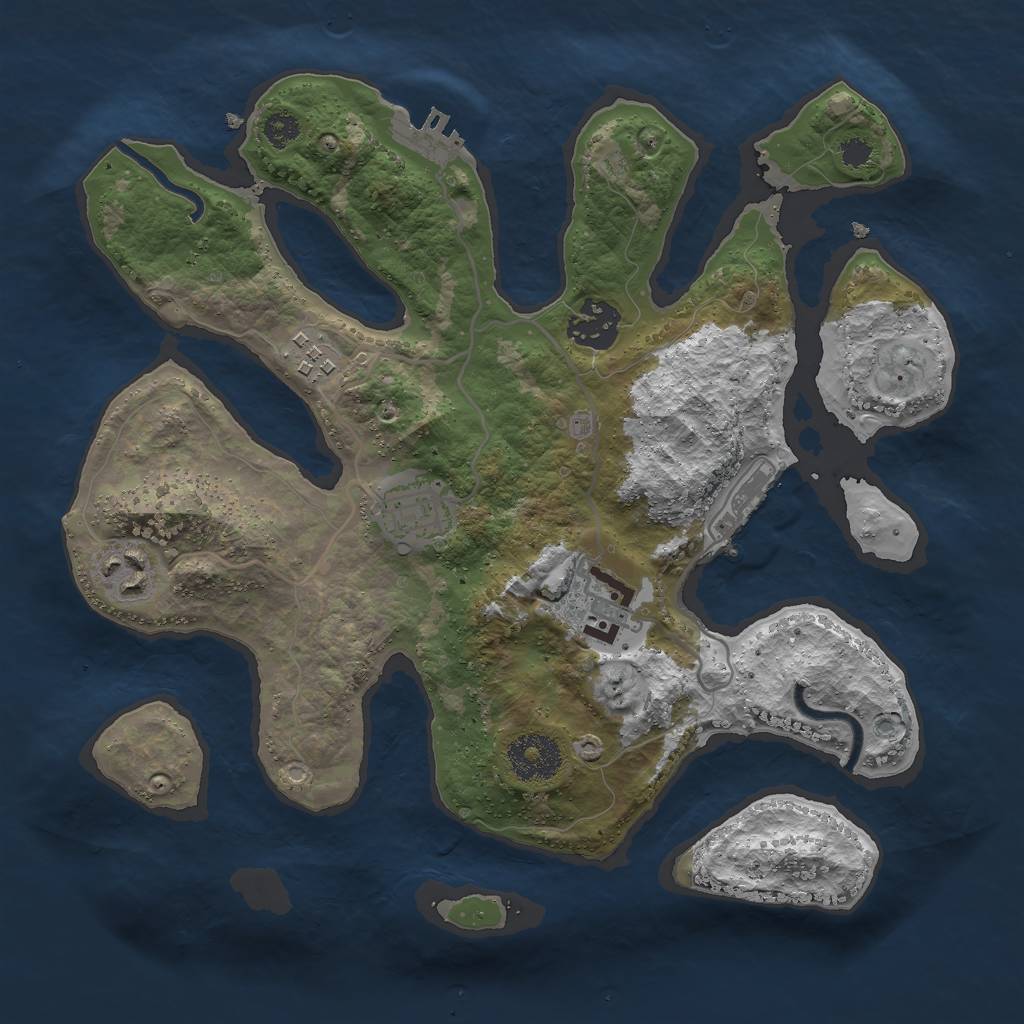 Rust Map: Procedural Map, Size: 3000, Seed: 5800, 9 Monuments