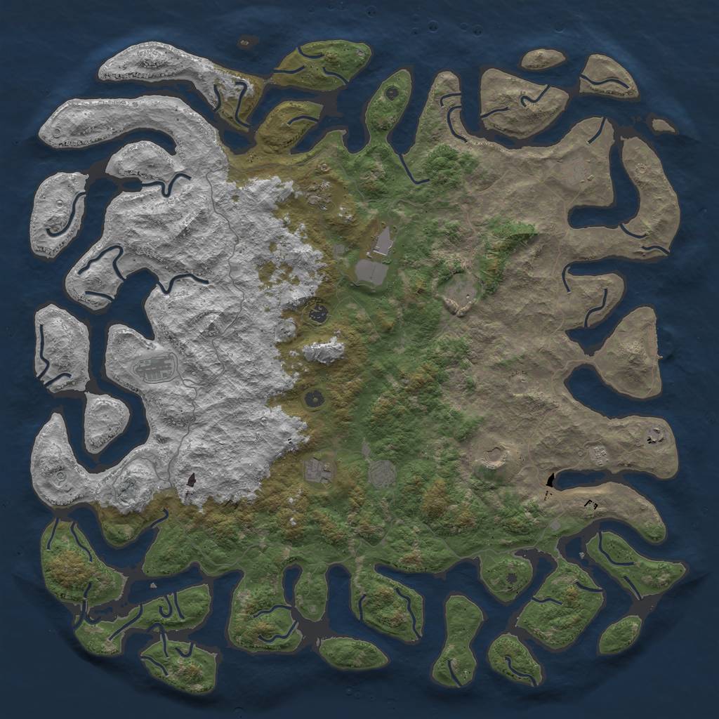Rust Map: Procedural Map, Size: 6000, Seed: 940825496, 15 Monuments