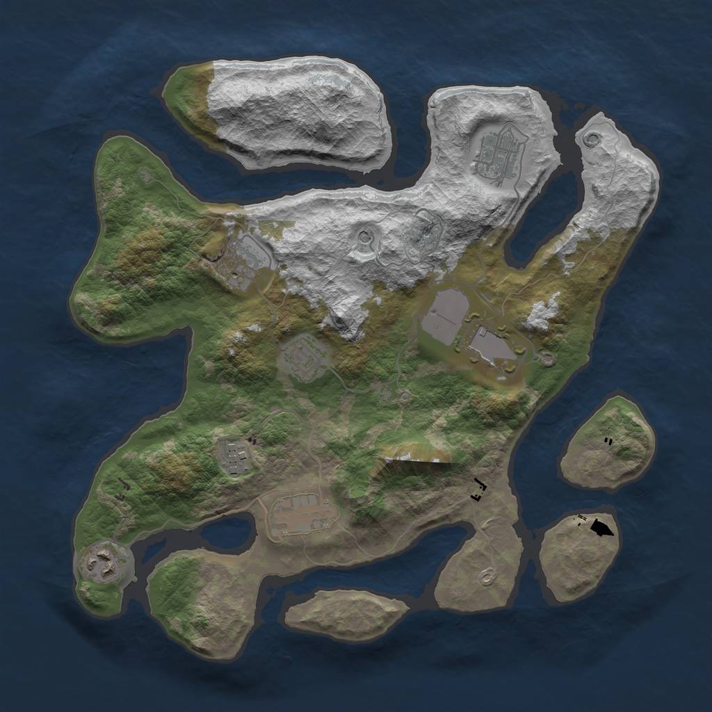 Rust Map: Barren, Size: 3500, Seed: 1432738891, 10 Monuments