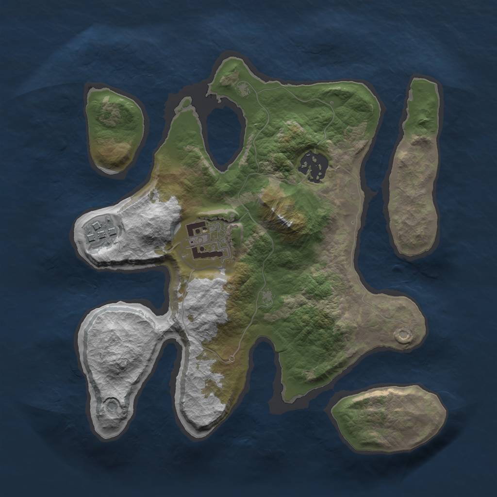 Rust Map: Barren, Size: 2500, Seed: 25367, 5 Monuments