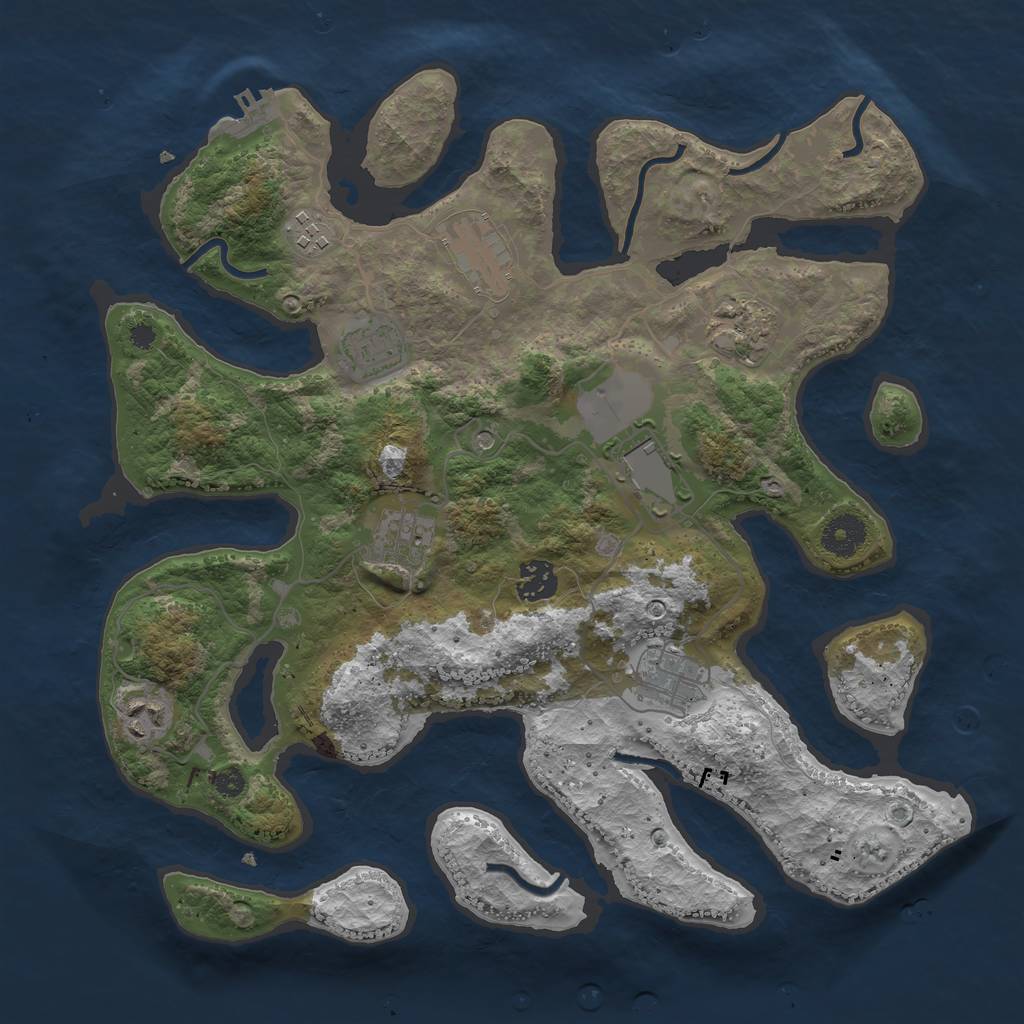 Rust Map: Procedural Map, Size: 3600, Seed: 93648105, 13 Monuments