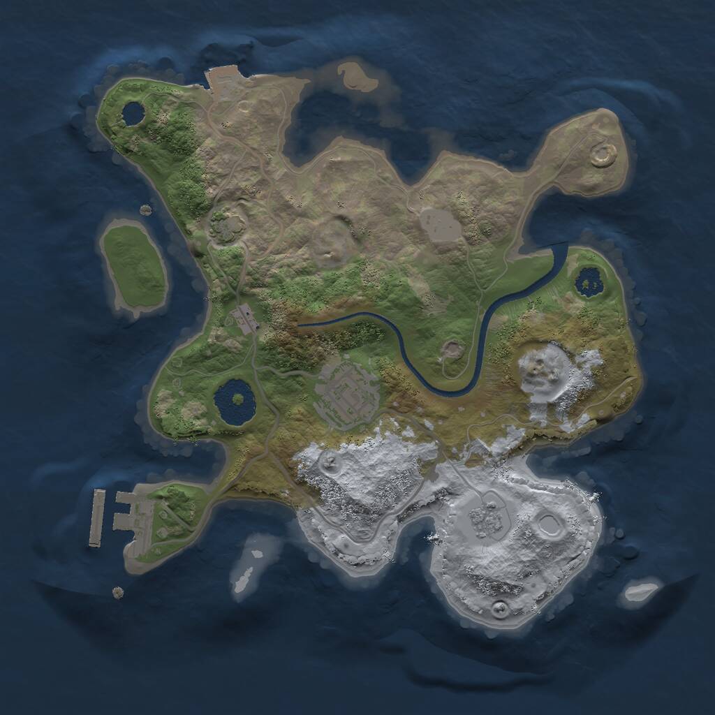 Rust Map: Procedural Map, Size: 2500, Seed: 7632568, 5 Monuments