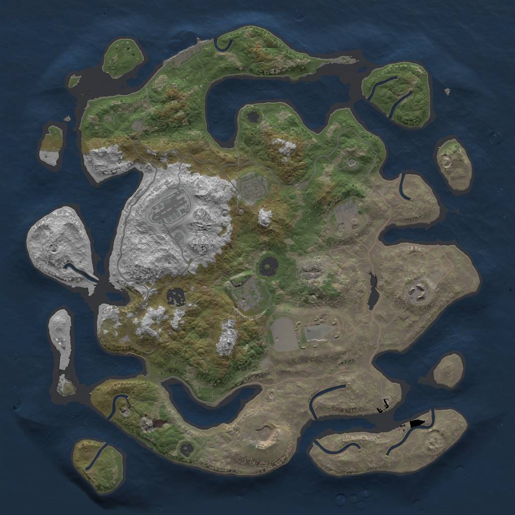 Rust Map: Procedural Map, Size: 4000, Seed: 593798, 12 Monuments