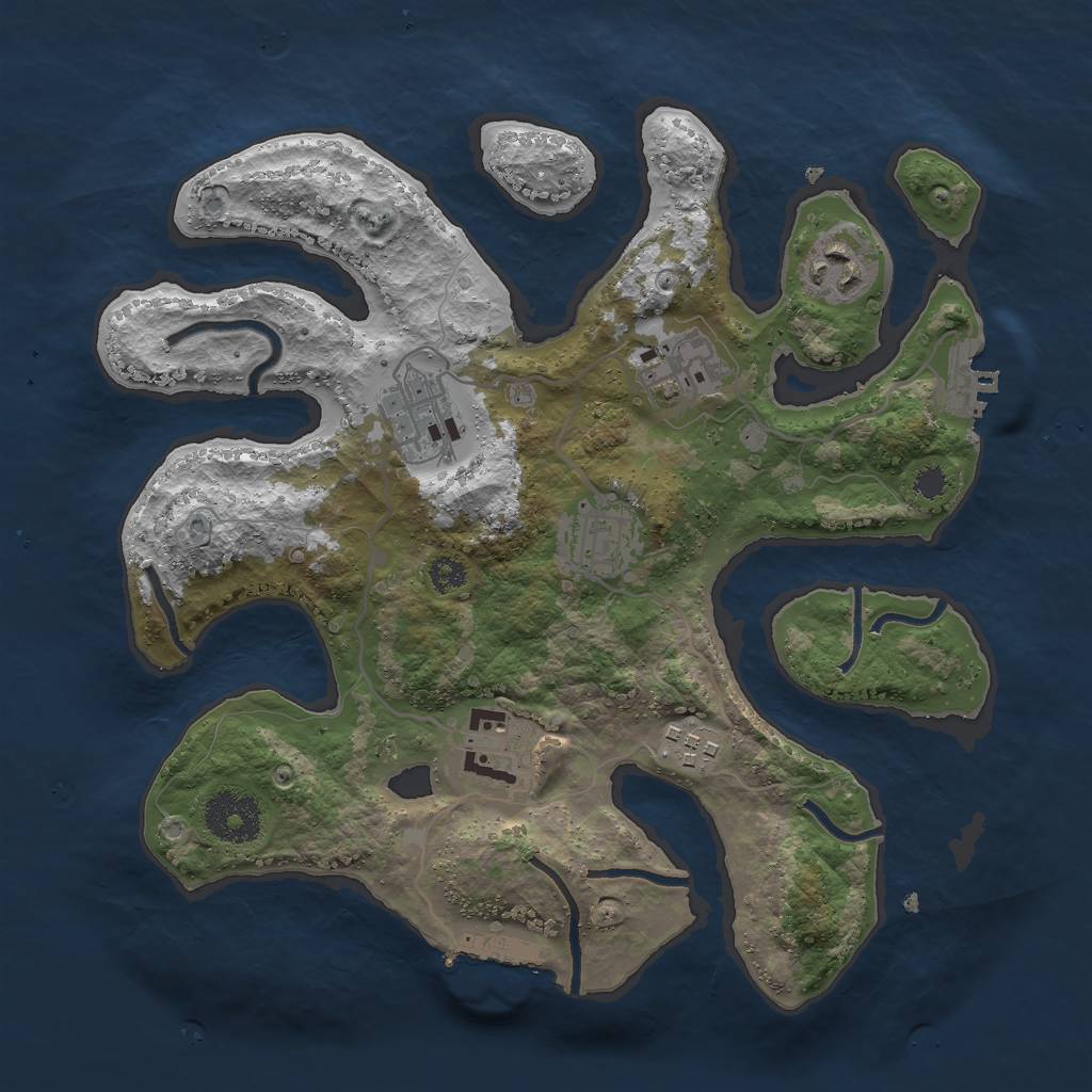 Rust Map: Procedural Map, Size: 3000, Seed: 1094117602, 10 Monuments
