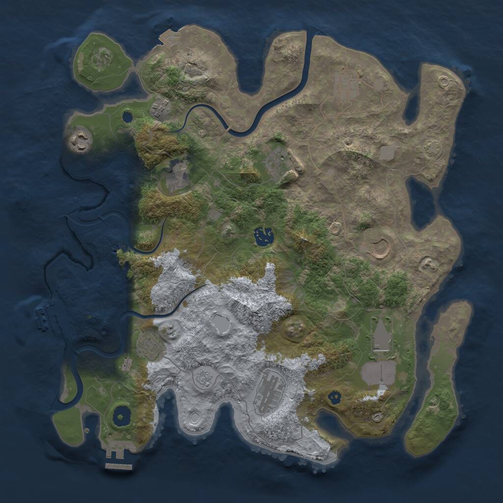 Rust Map: Procedural Map, Size: 3800, Seed: 734582119, 16 Monuments