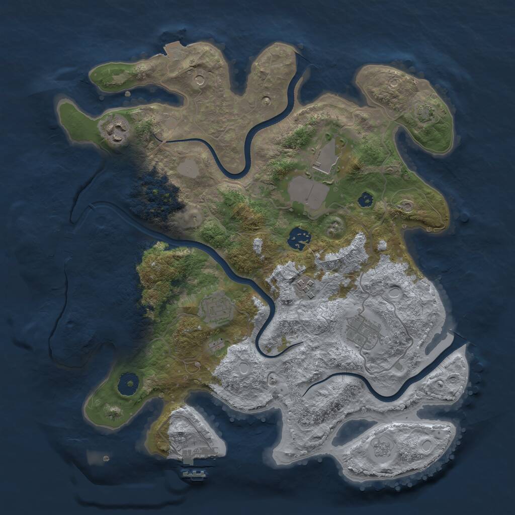 Rust Map: Procedural Map, Size: 3500, Seed: 1002108087, 12 Monuments