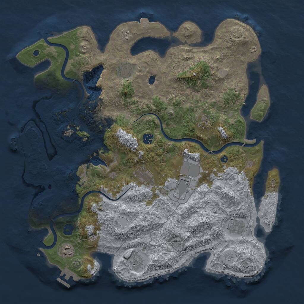 Rust Map: Procedural Map, Size: 4200, Seed: 54, 15 Monuments