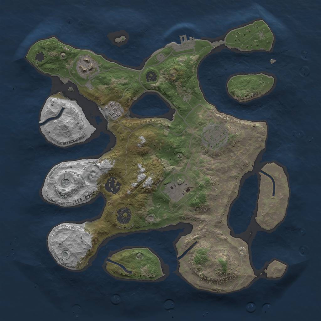 Rust Map: Procedural Map, Size: 3000, Seed: 2422207, 9 Monuments