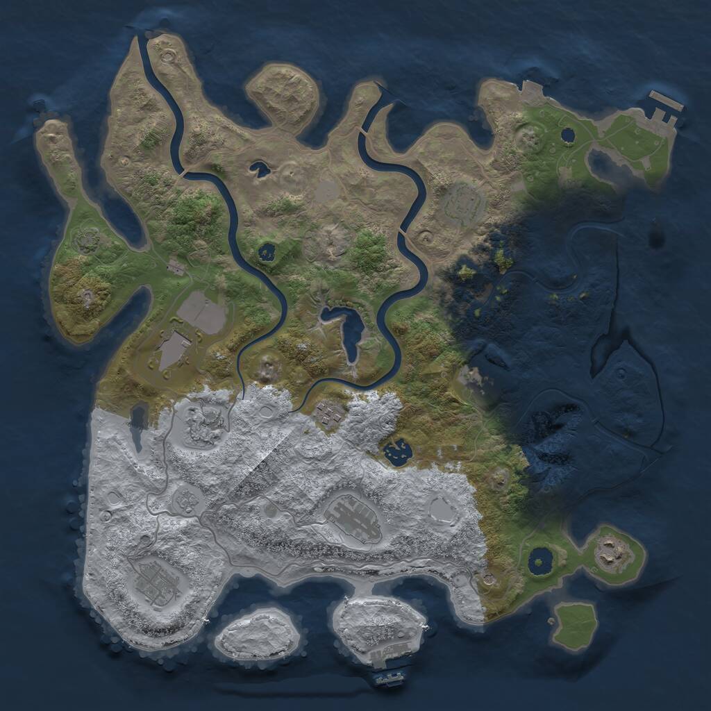 Rust Map: Procedural Map, Size: 4000, Seed: 741642, 15 Monuments