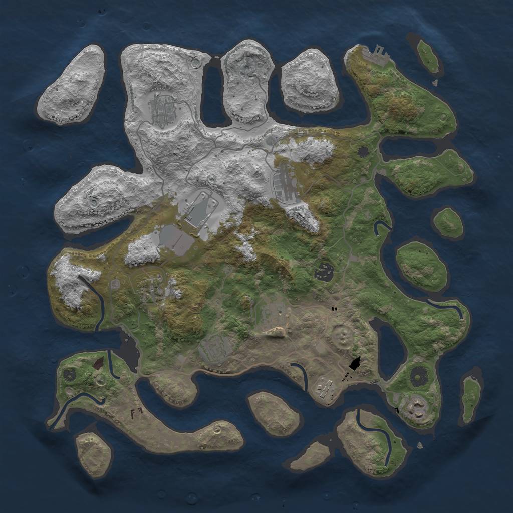 Rust Map: Procedural Map, Size: 4000, Seed: 247593901, 12 Monuments