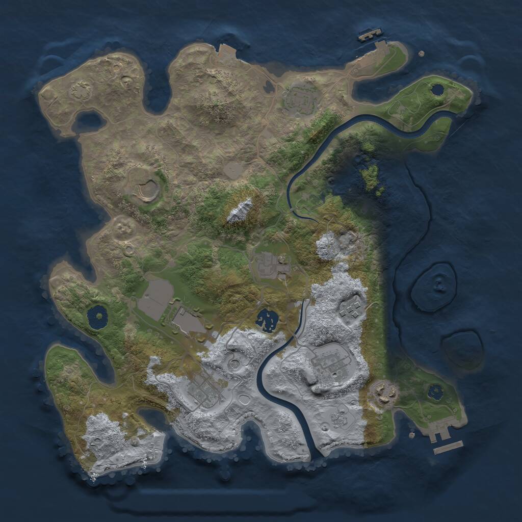 Rust Map: Procedural Map, Size: 3500, Seed: 154707, 15 Monuments