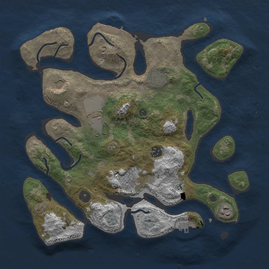 Rust Map: Procedural Map, Size: 3500, Seed: 154707, 12 Monuments