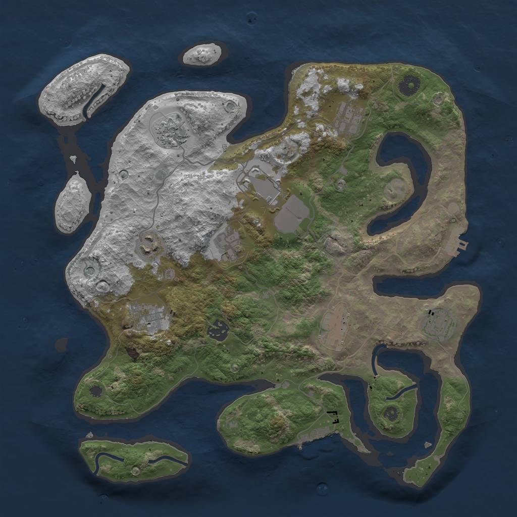 Rust Map: Procedural Map, Size: 3700, Seed: 2102257542, 14 Monuments
