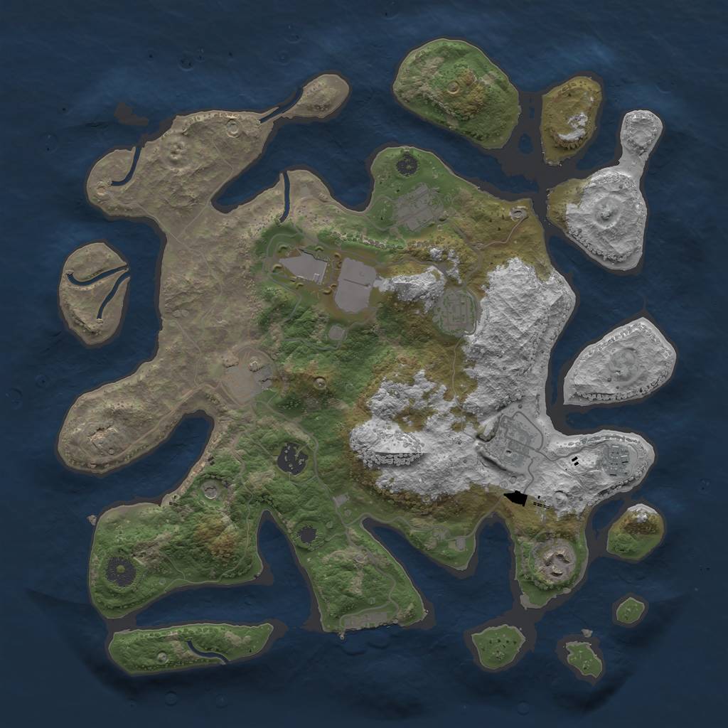 Rust Map: Procedural Map, Size: 3672, Seed: 15300, 12 Monuments