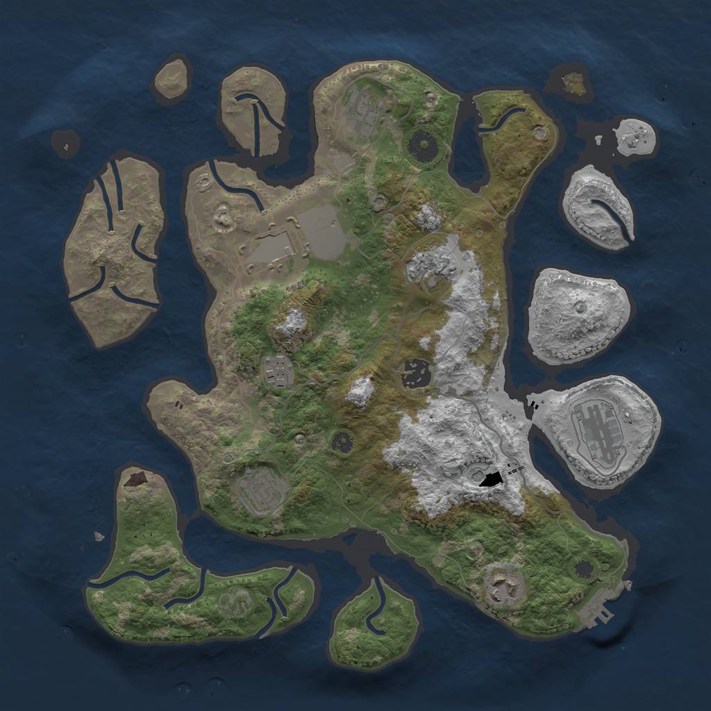 Rust Map: Procedural Map, Size: 3500, Seed: 131408, 12 Monuments