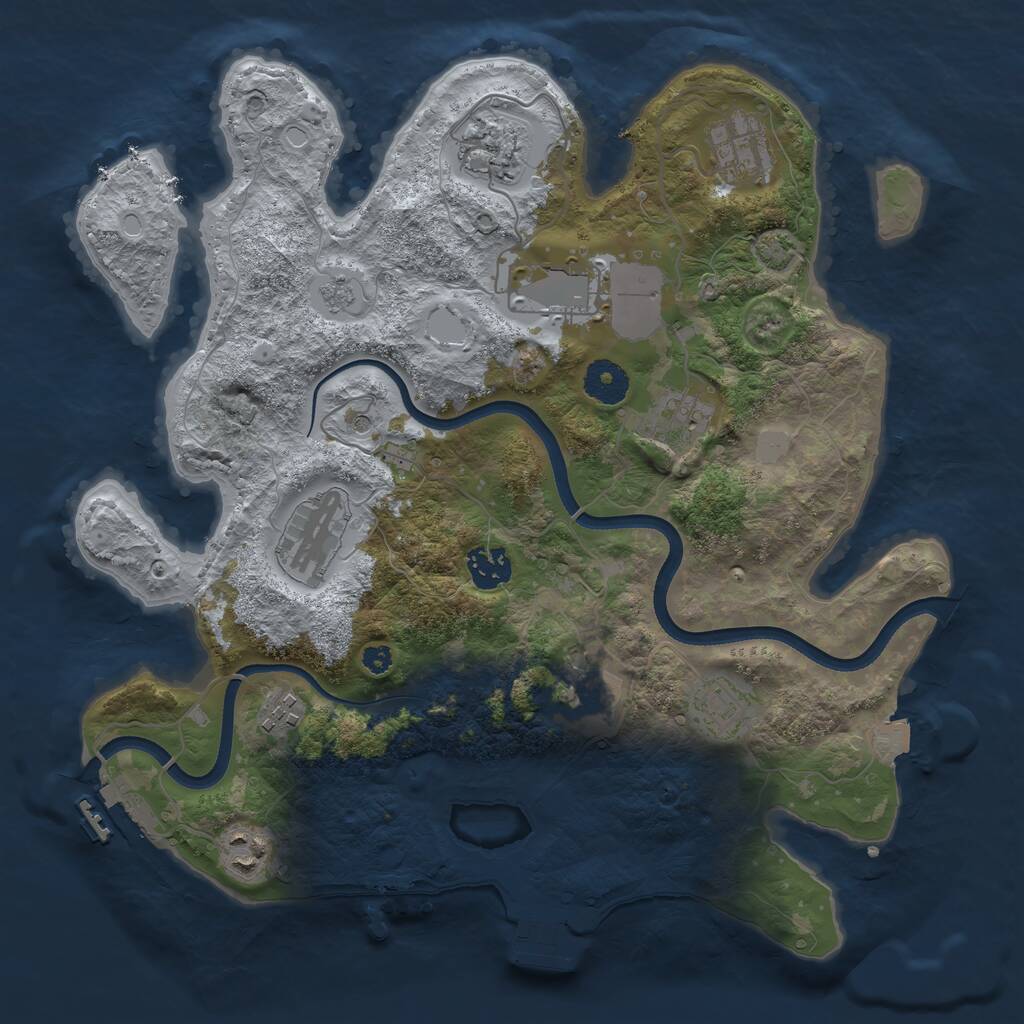 Rust Map: Procedural Map, Size: 3500, Seed: 491203388, 16 Monuments