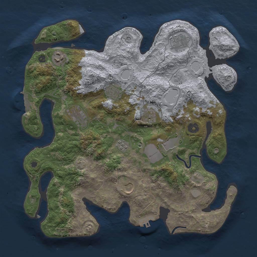 Rust Map: Procedural Map, Size: 3500, Seed: 291331, 16 Monuments