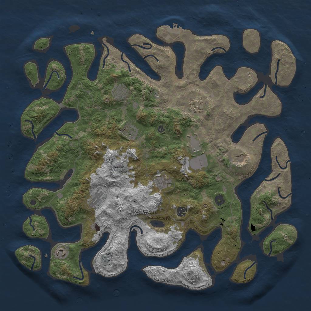 Rust Map: Procedural Map, Size: 4500, Seed: 488951849, 14 Monuments