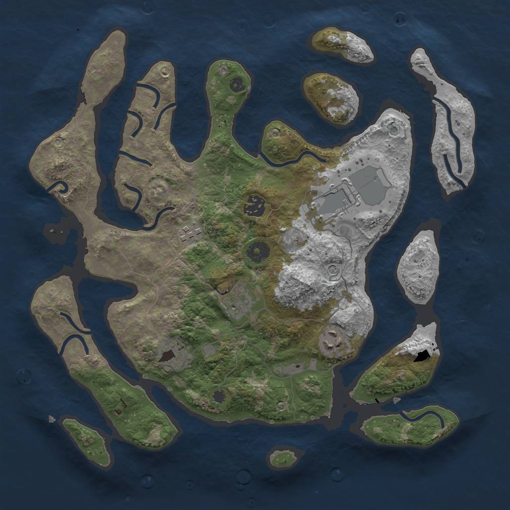 Rust Map: Procedural Map, Size: 3500, Seed: 70374, 9 Monuments