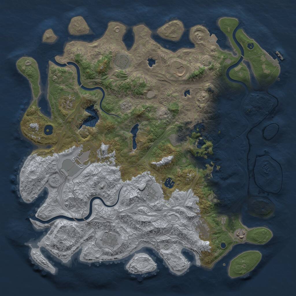 Rust Map: Procedural Map, Size: 4500, Seed: 222, 16 Monuments