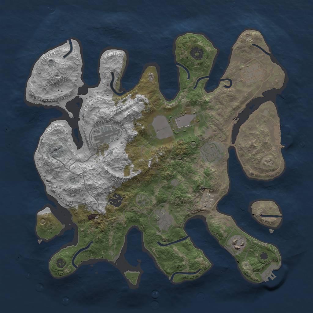 Rust Map: Procedural Map, Size: 3500, Seed: 161974290, 13 Monuments