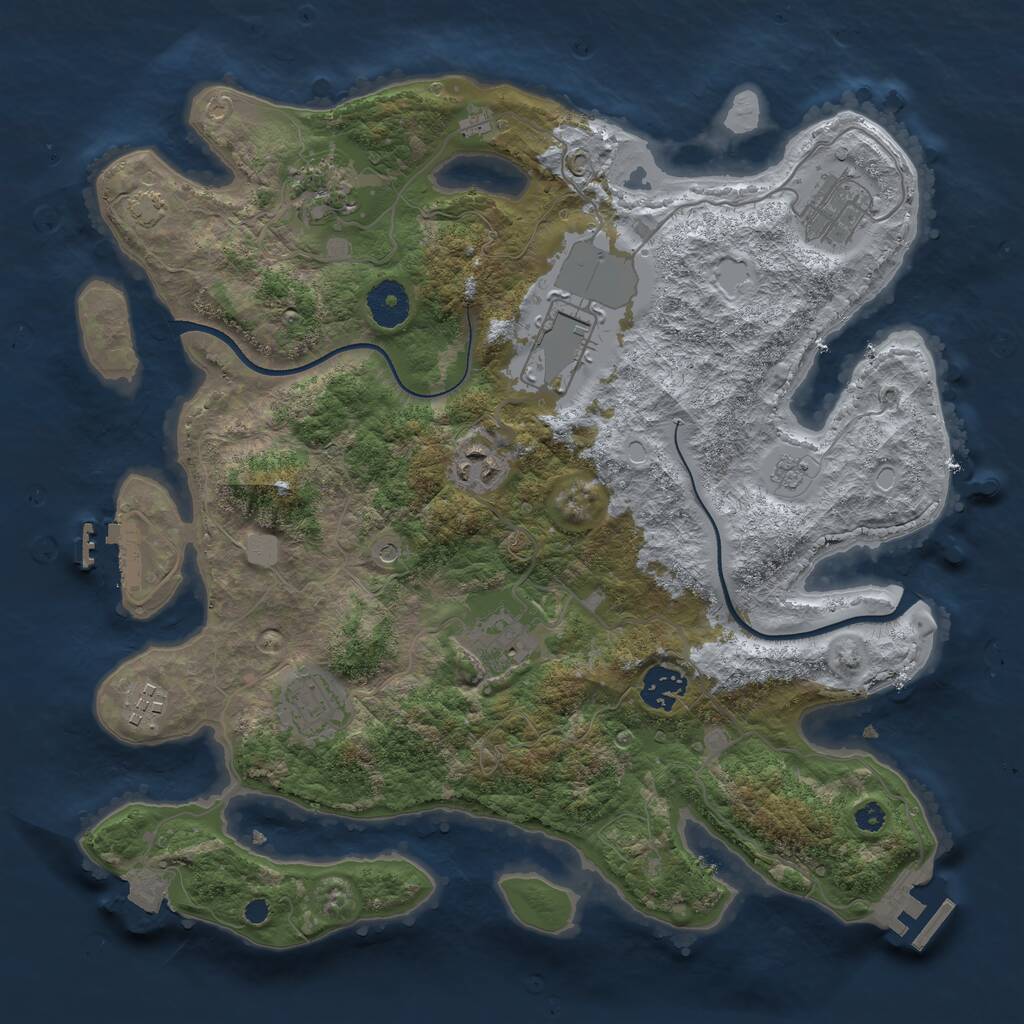 Rust Map: Procedural Map, Size: 3500, Seed: 285183280, 14 Monuments