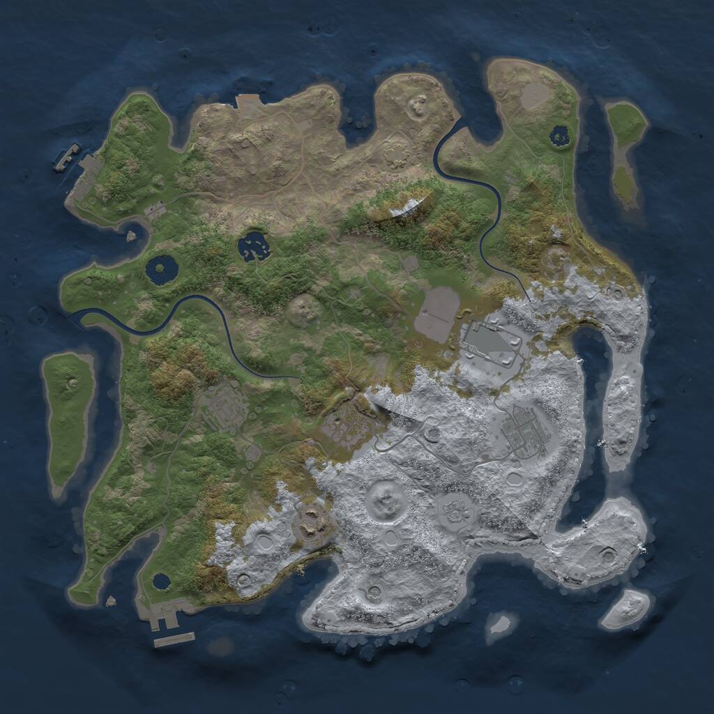 Rust Map: Procedural Map, Size: 3500, Seed: 1948675, 12 Monuments