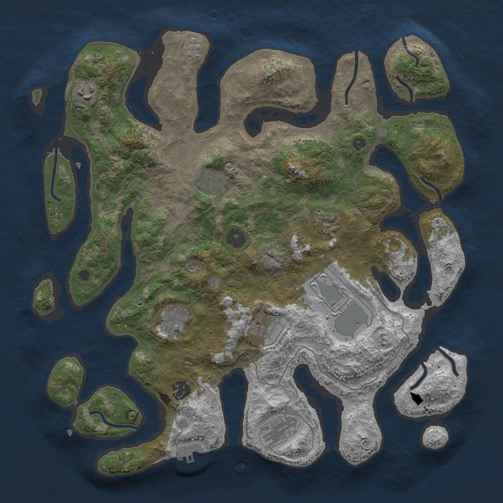 Rust Map: Procedural Map, Size: 4000, Seed: 1234568, 13 Monuments