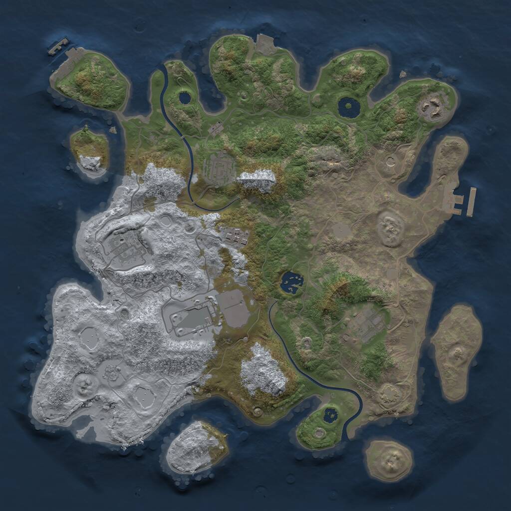 Rust Map: Procedural Map, Size: 3500, Seed: 18250, 13 Monuments