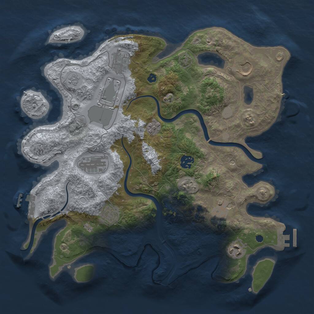 Rust Map: Procedural Map, Size: 3500, Seed: 17216, 15 Monuments